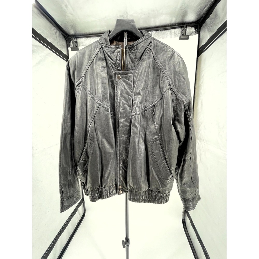 VTG Expressions International Leather Jacket Men L(42-44) Black Water Resistance